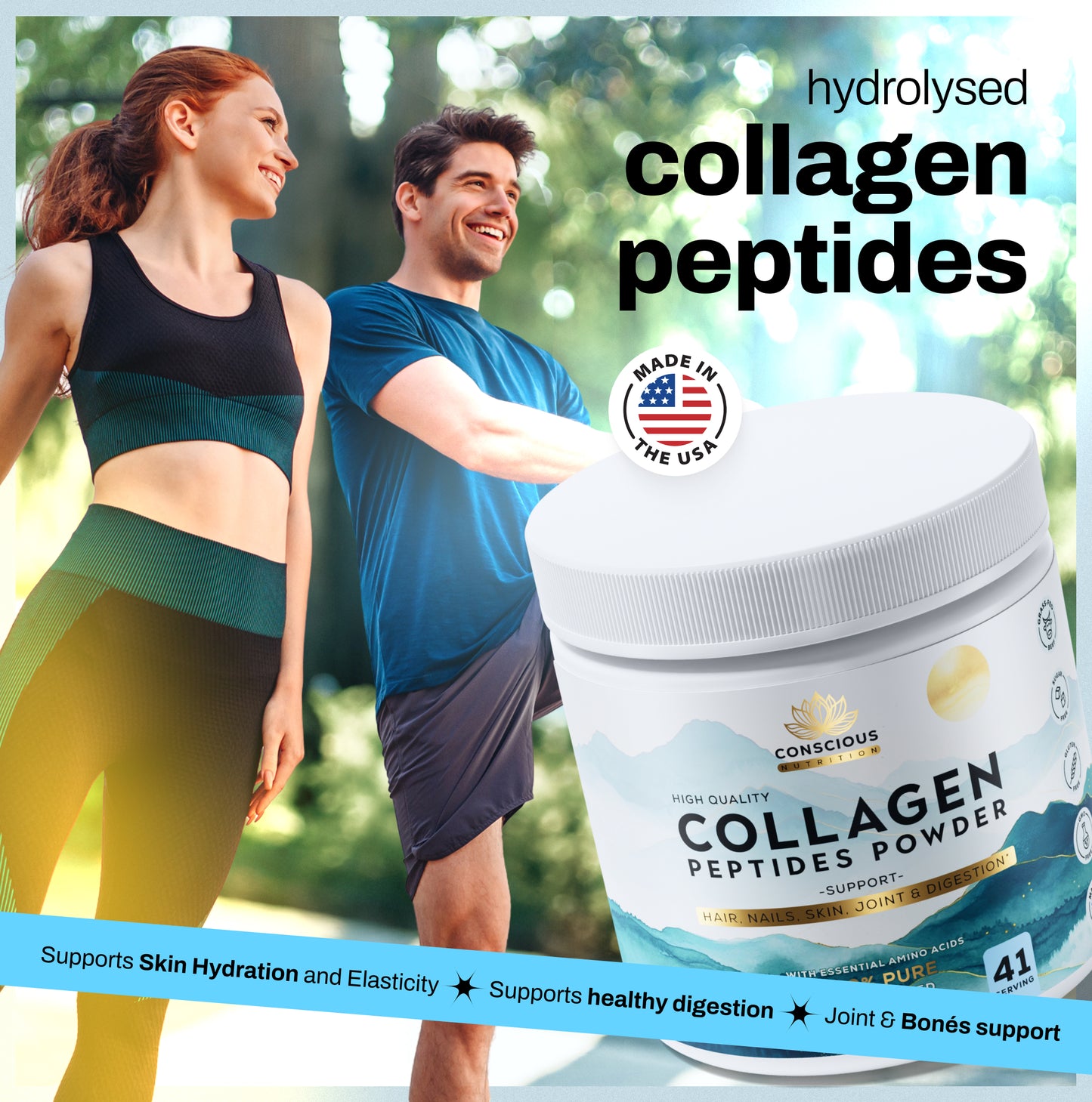 Premium Collagen Peptides Powder – 100% pure, no fillers, made in USA