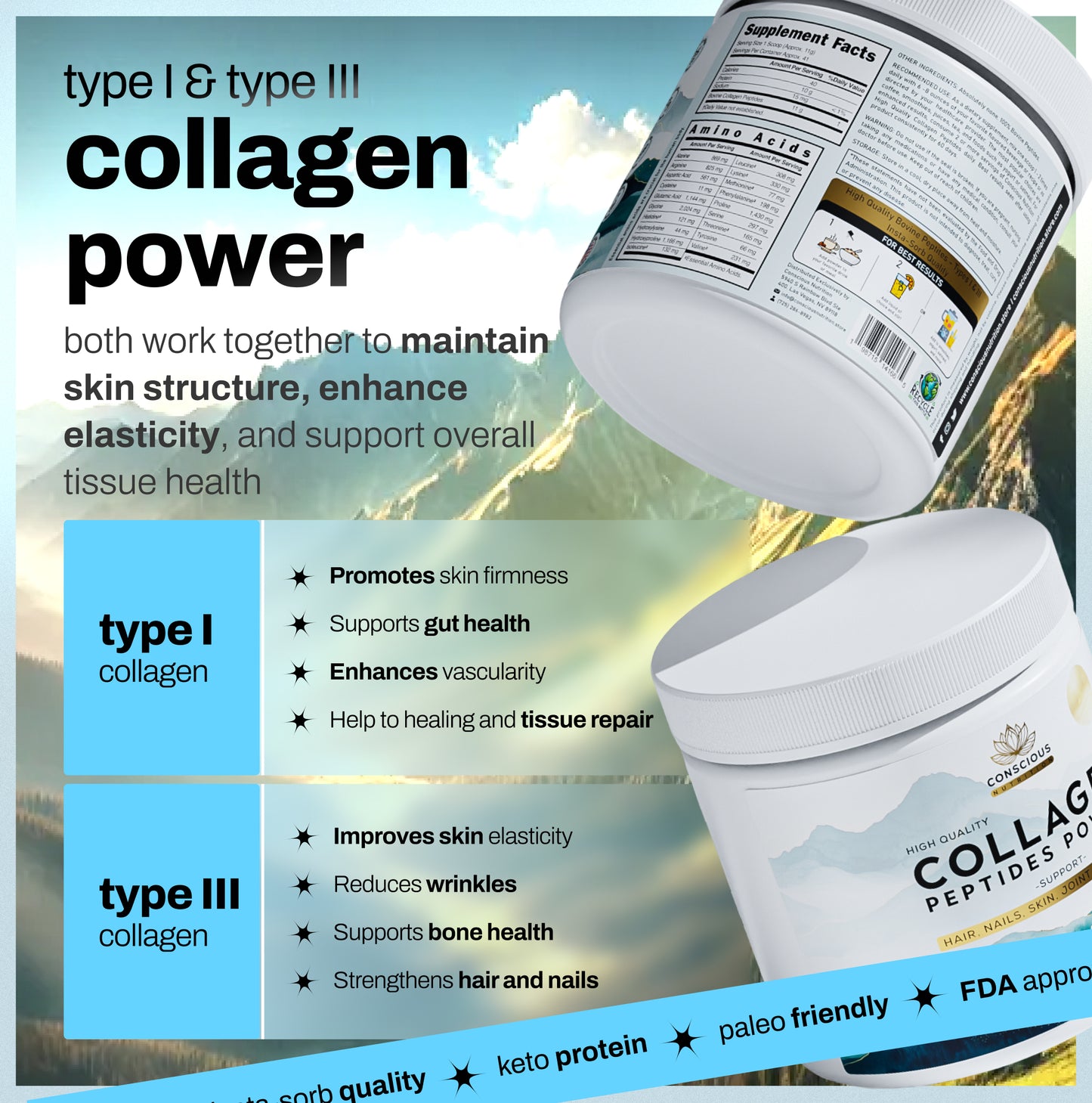 Premium Collagen Peptides Powder – 100% pure, no fillers, made in USA