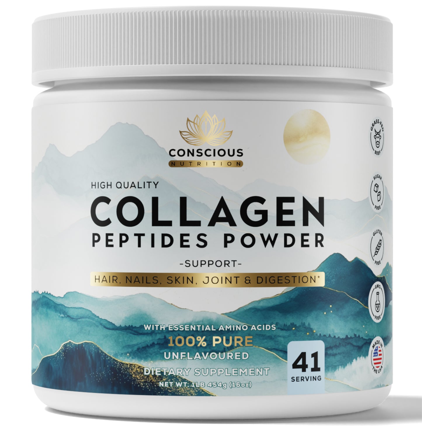 Premium Collagen Peptides Powder – 100% pure, no fillers, made in USA